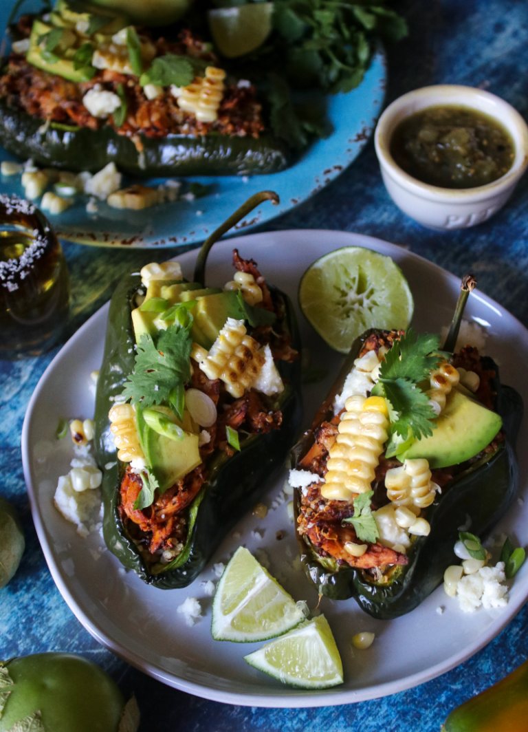 Chicken & Quinoa Stuffed Poblanos