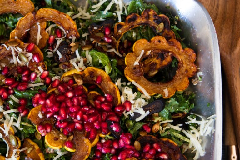 Harvest Kale, Brussels Sprouts & Squash Salad