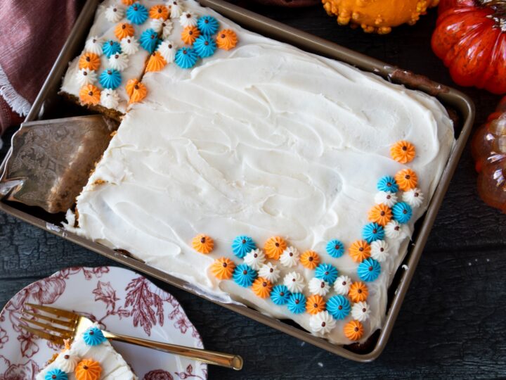 Pumpkin Sheet Cake with Cream Cheese Frosting