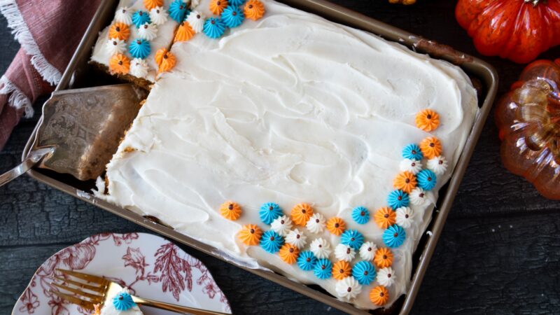Pumpkin Sheet Cake with Cream Cheese Frosting